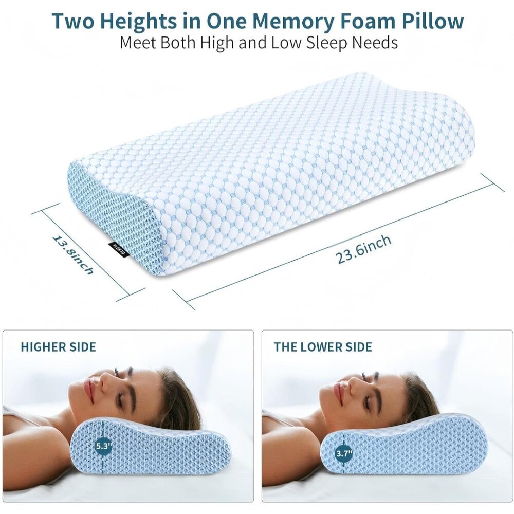 Cervical Pillow for Neck Pain Relief, Contour Memory Foam Pillows for Sleeping, - Picture 2 of 7
